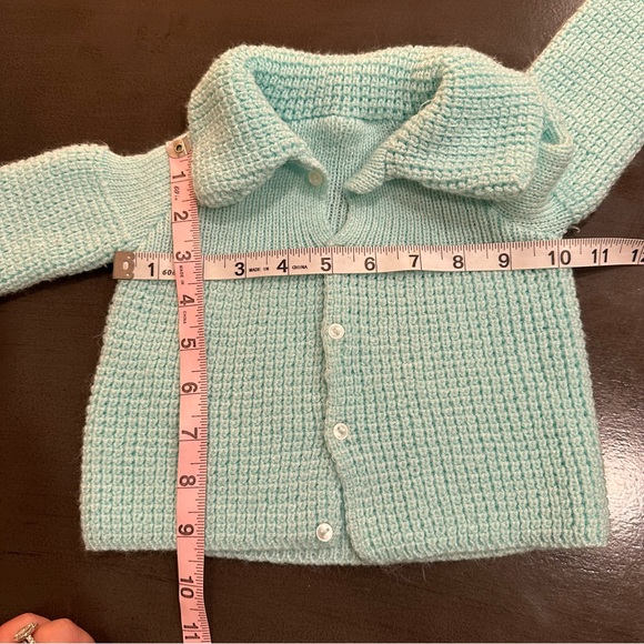 Vintage Knit Baby Sweater, Handmade, Size Newborn, Pastel, Easter - Picture 4 of 4